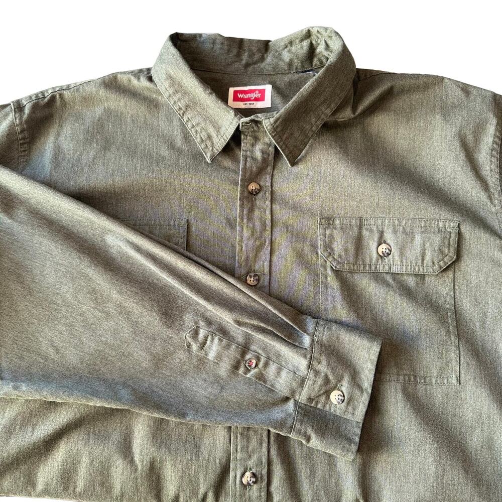 Wrangler Men’s 2XL Green Button Down Long Sleeve shirt - Picture 1 of 5